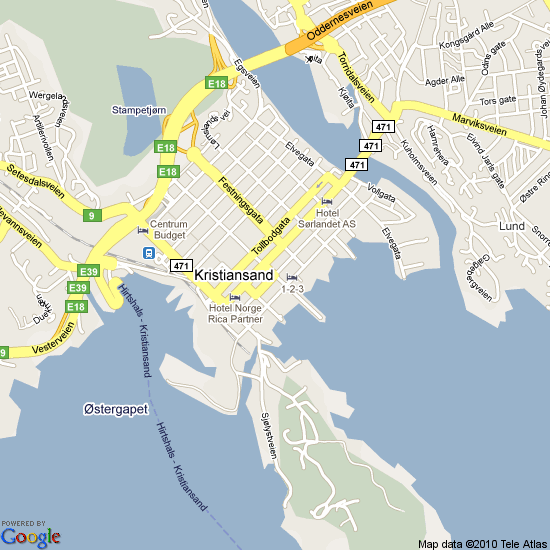 Kristiansand centre ville plan