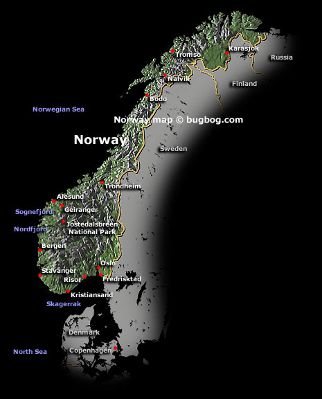 norvege satellite carte