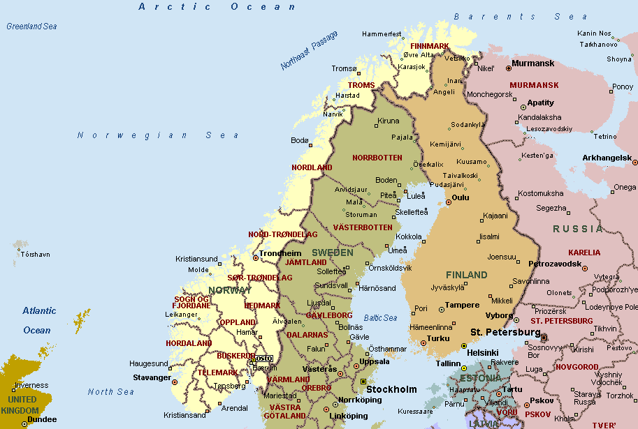 norvege ville carte