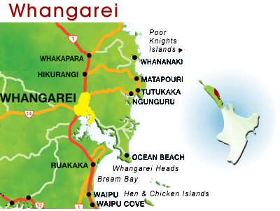 Whangarei plan de nouvelle zelande
