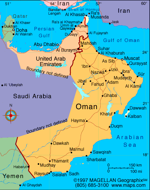 oman villes carte