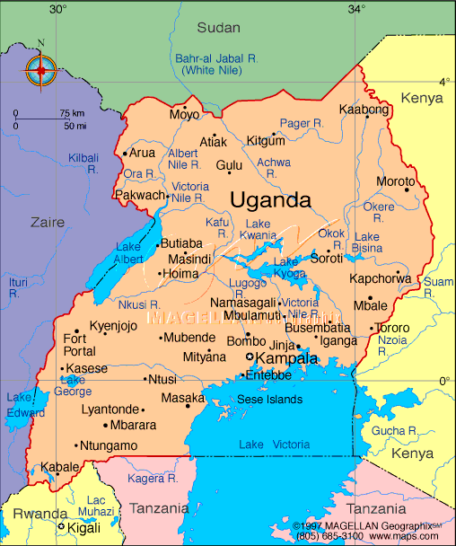 Ouganda regions carte