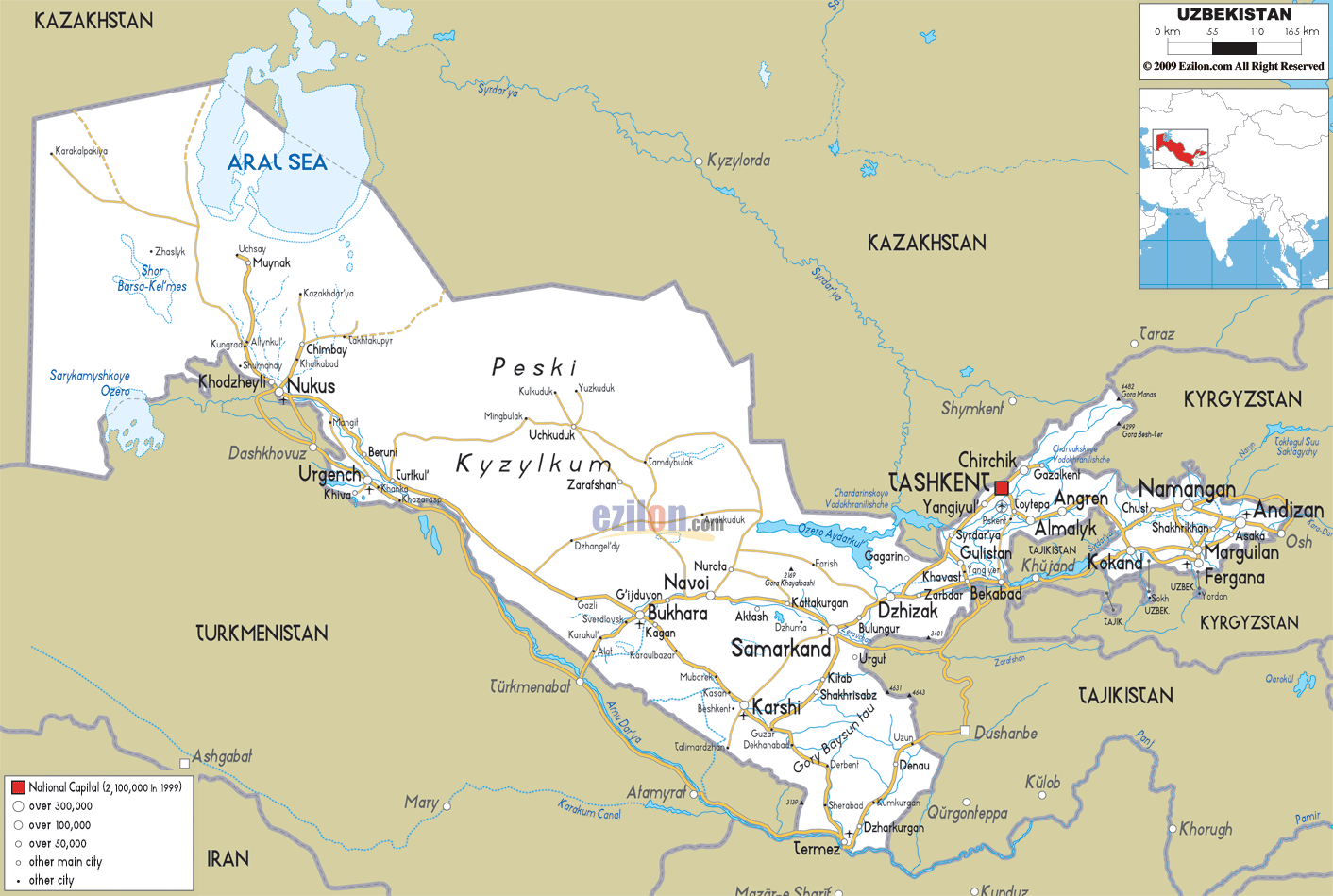 Ouzbekistan itineraire carte