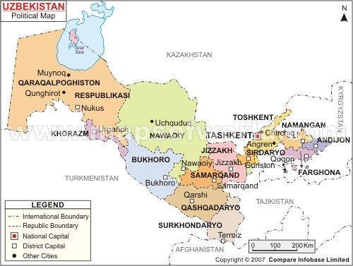 Ouzbekistan politique carte