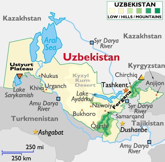 regional carte du Ouzbekistan
