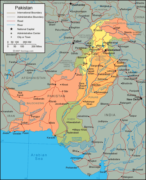 carte du pakistan