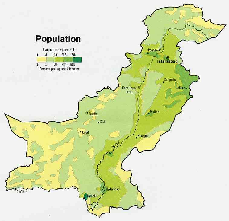pakistan population carte