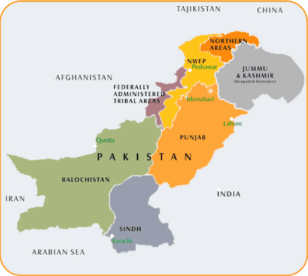 pakistan regions carte