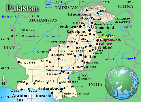 villes carte du pakistan