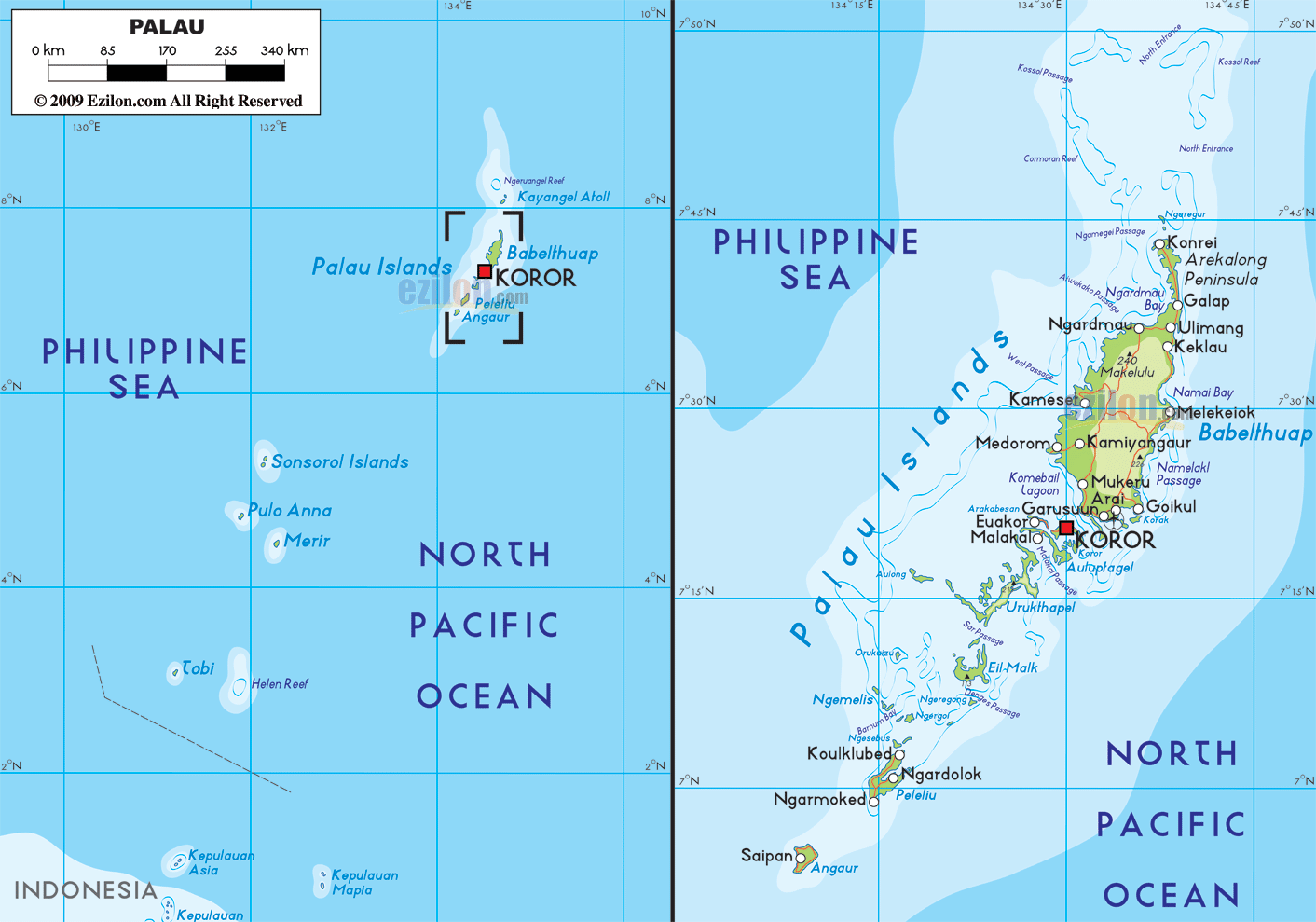 palau carte koror Ile