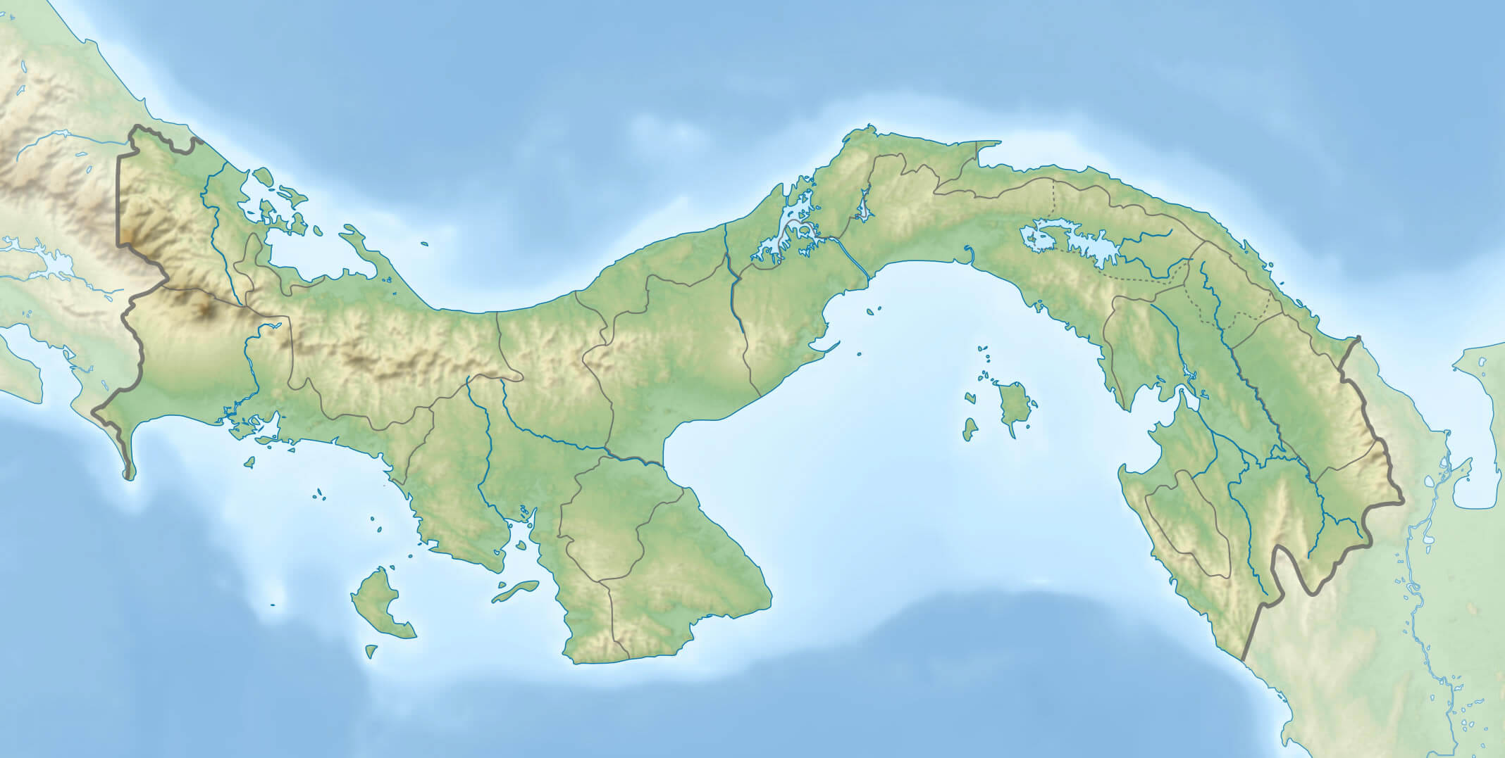 Carte du Pays Physique du Panama