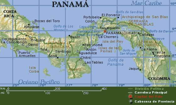 Panama Carte en Relief