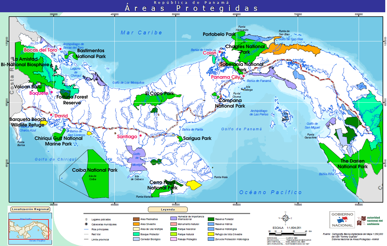 Panamas Carte des Aires Protegees