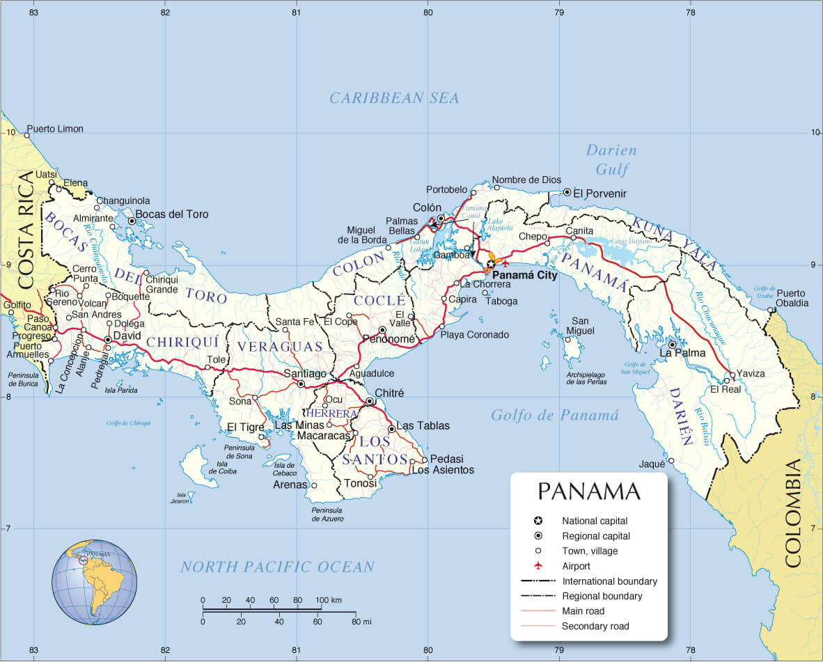 Pays Carte Physique du Panama