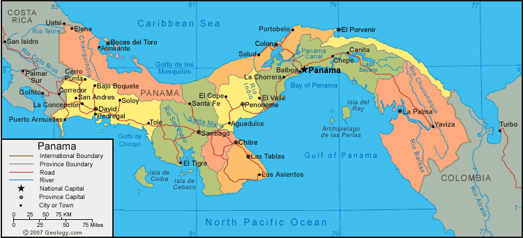 Politique Carte du Panama