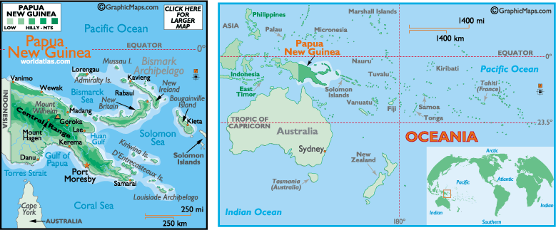 papouasie nouvelle guinee carte oceanie