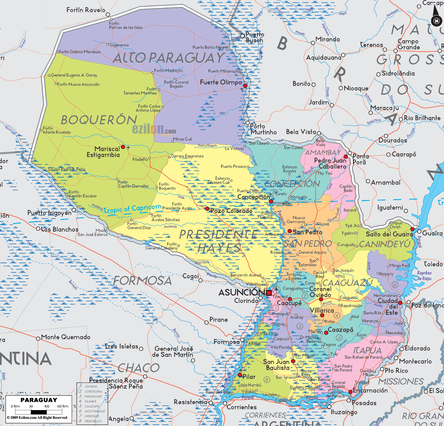 carte du Paraguay