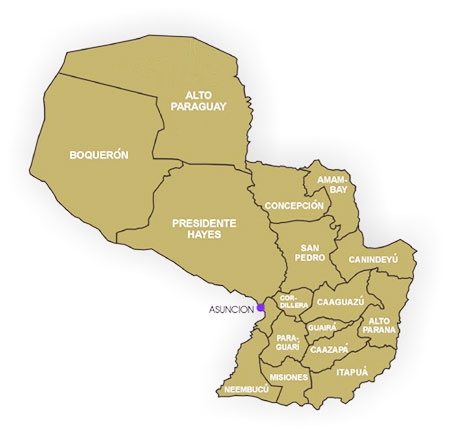 carte provinces paraguay