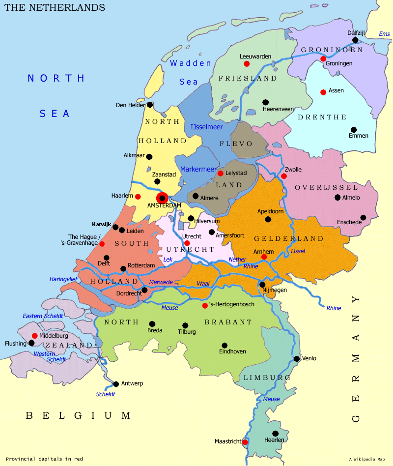 Pays Bas provinces carte