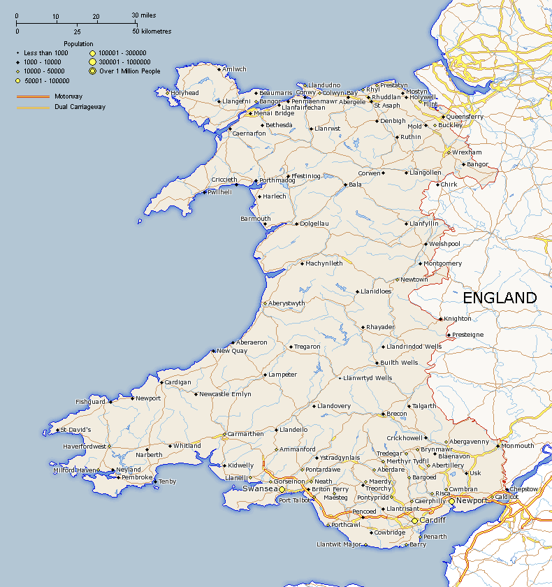 carte du Pays de Galles