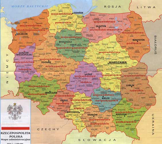 pologne provinces carte