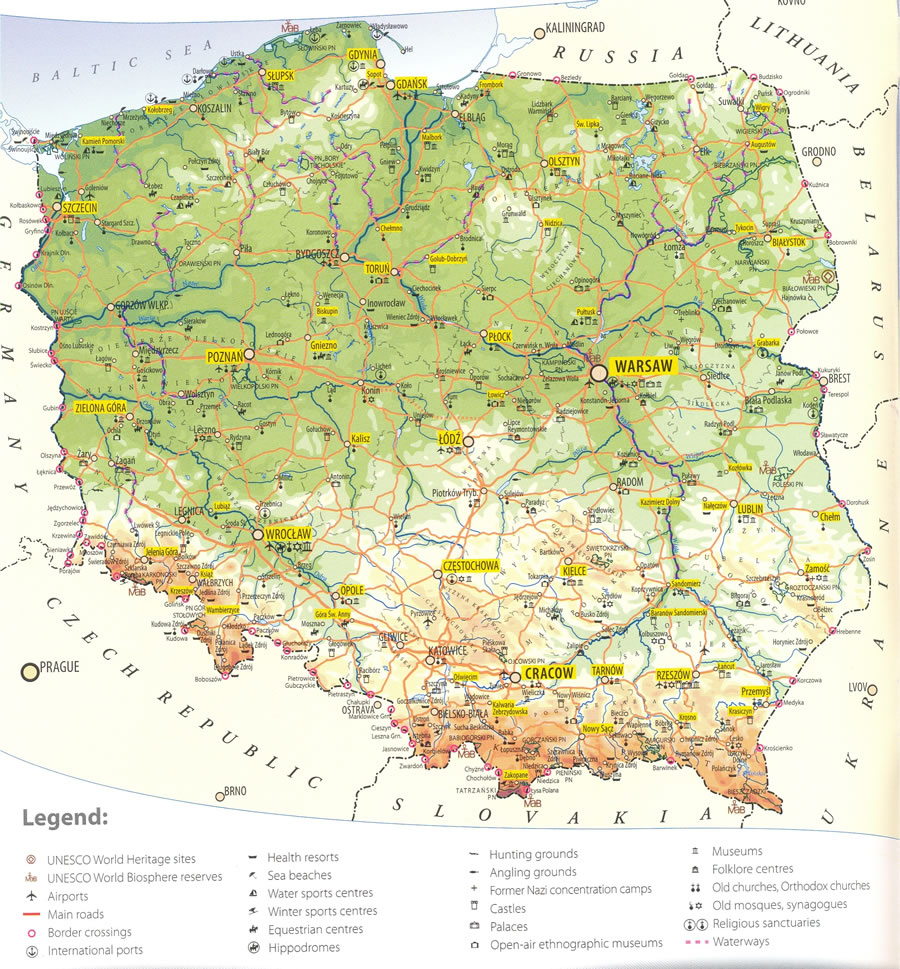 pologne touristique carte