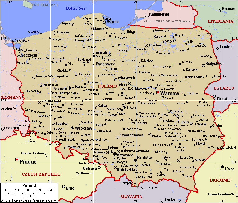 pologne villes carte