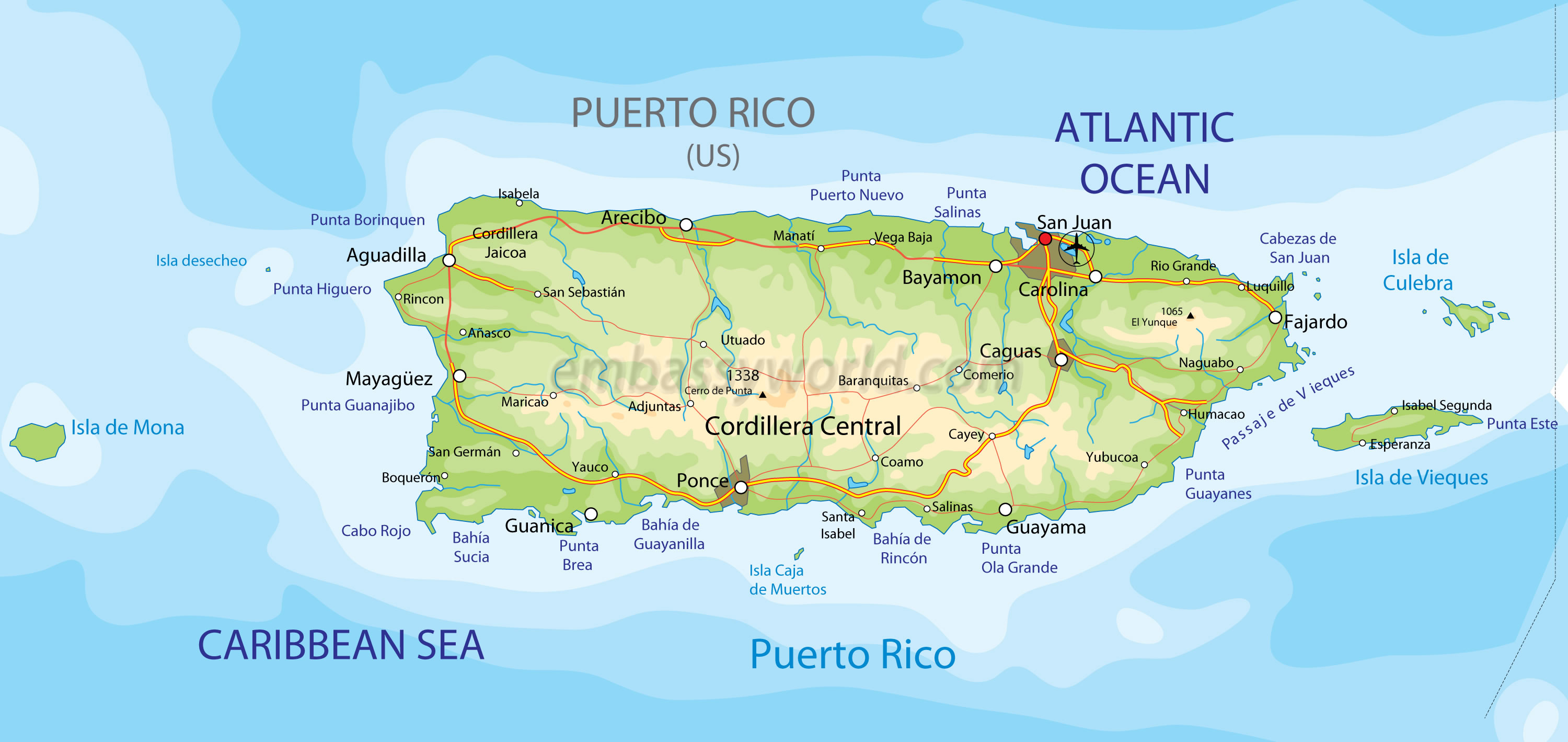 porto rico physique carte