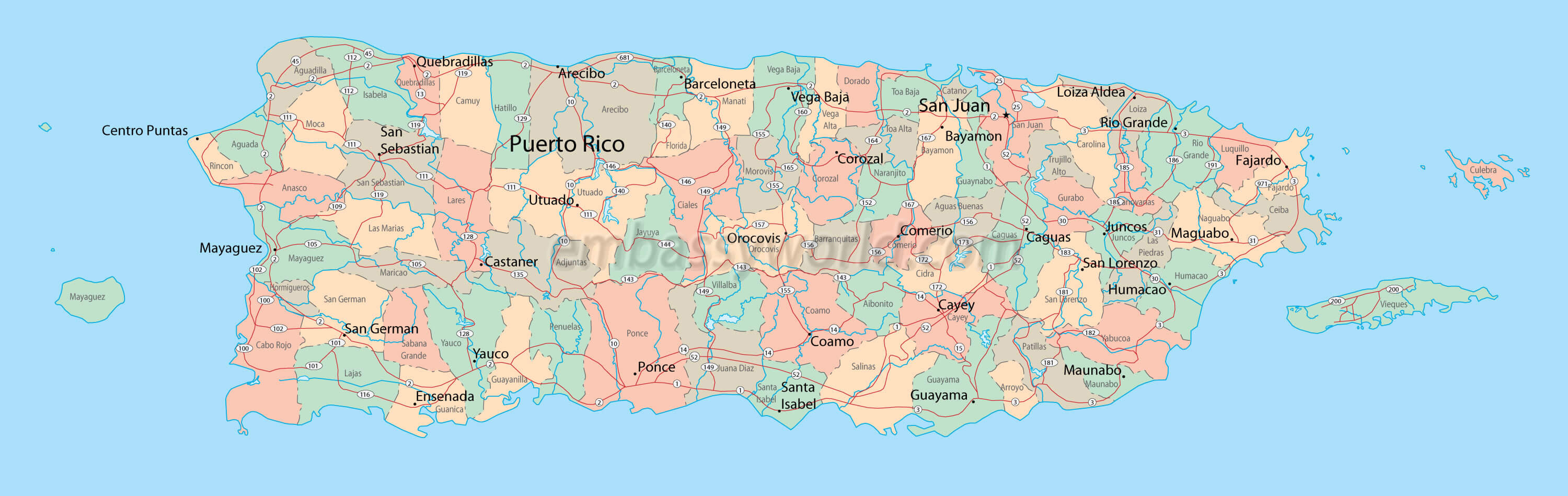 villes carte du porto rico