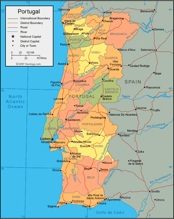 Carte du Portugal