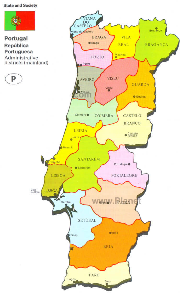 Portugal Regions Carte