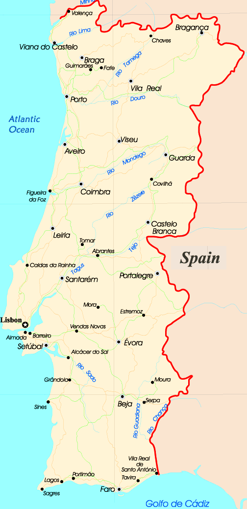 Portugal Villes Carte