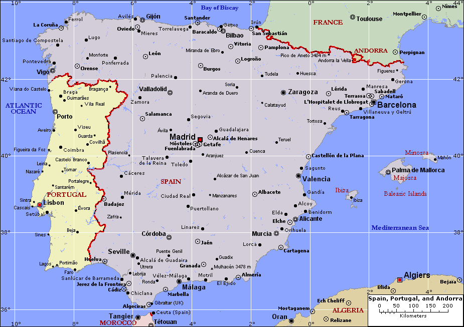 portugal carte iberique peninsule