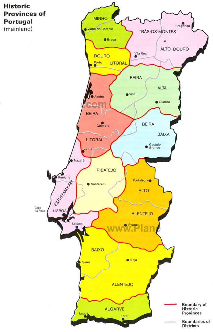 Provinces du Portugal Carte