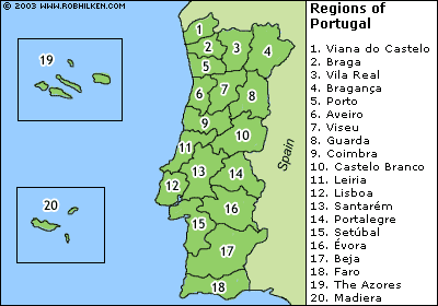 Regions du Portugal Carte