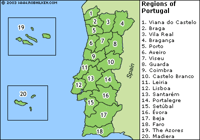 regions du portugal carte