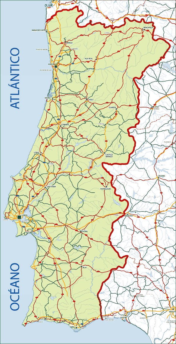 Route Carte du Portugal