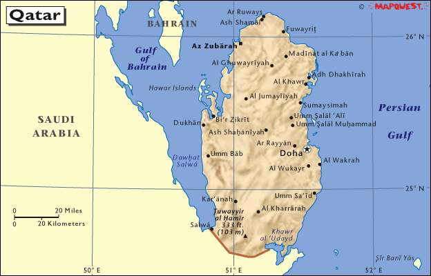 physique carte du qatar