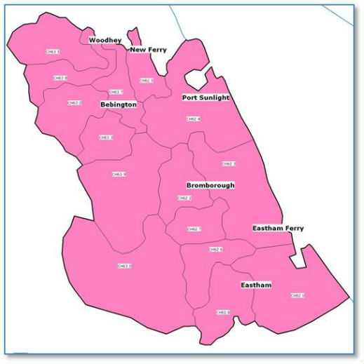 Bebington les villes plan