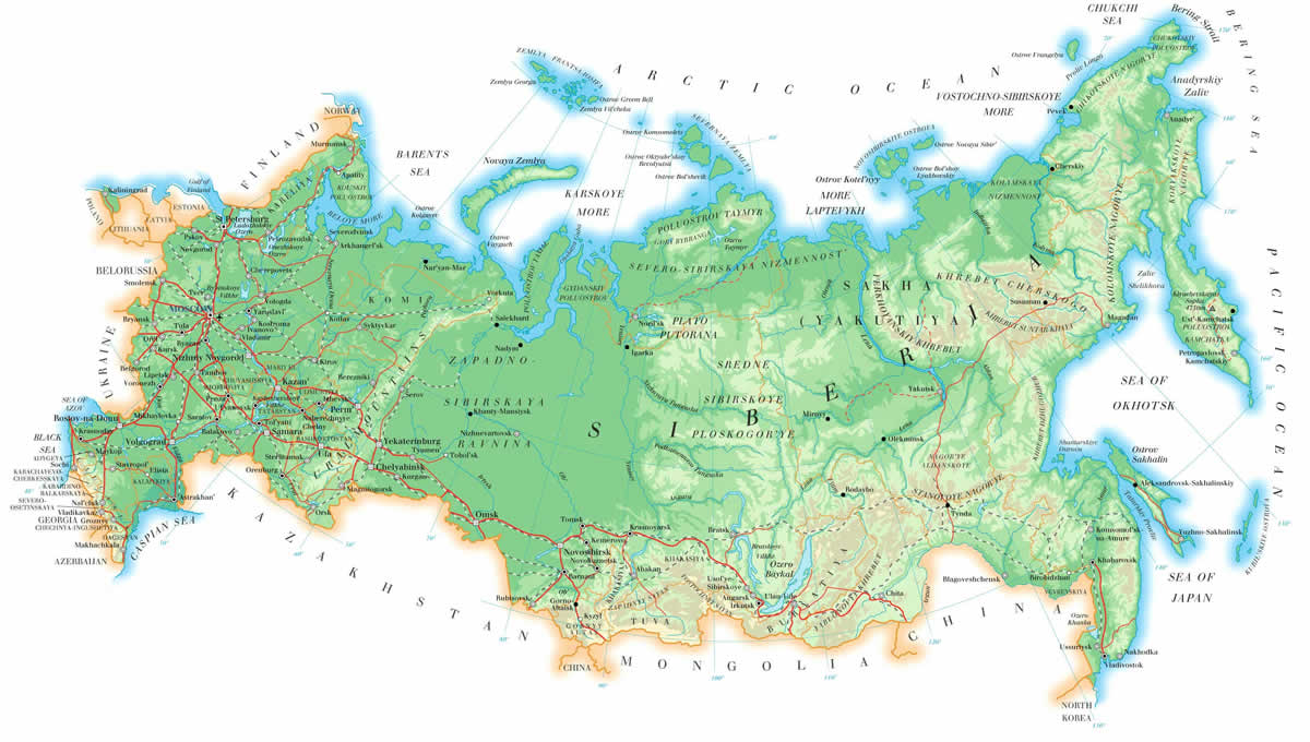 carte physique russie