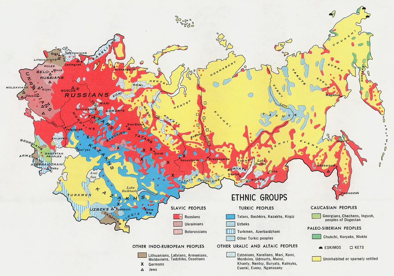 russie ethnique groupes carte