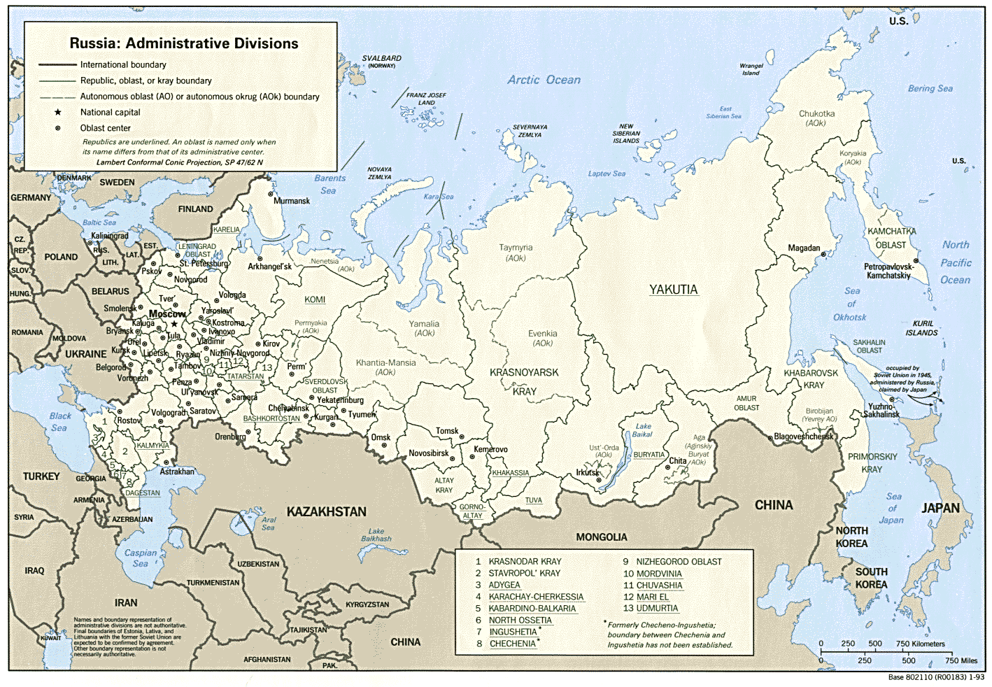 russie provinces carte