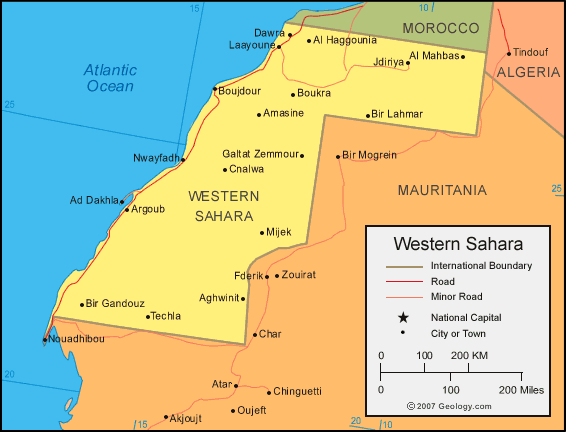 carte du Sahara Occidental