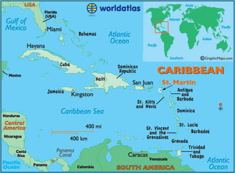Saint Martin Carte monde