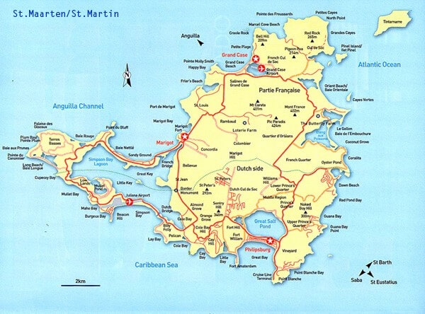 Saint Martin Atlantique Ocean Carte