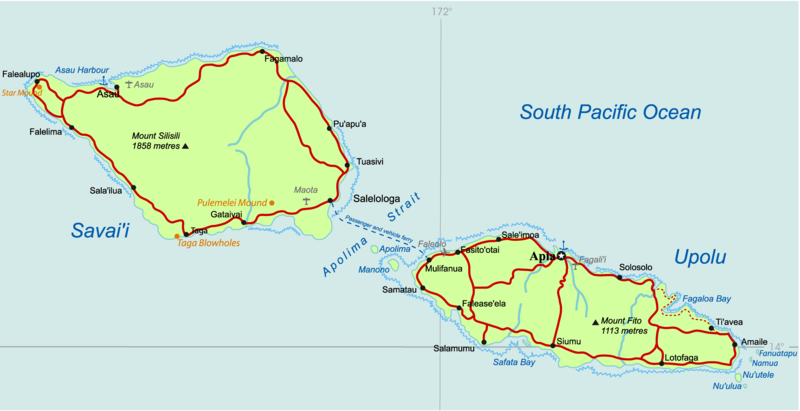 samoa carte savaii Ile