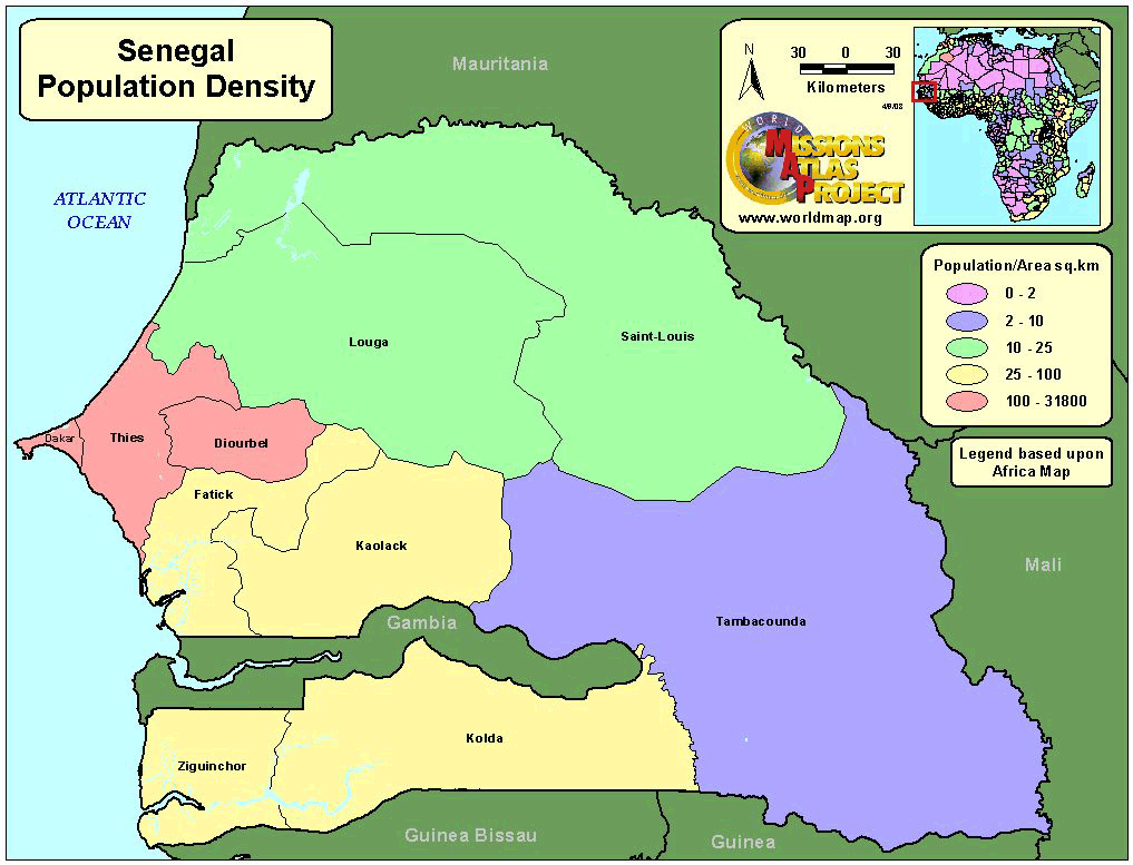 senegal population carte