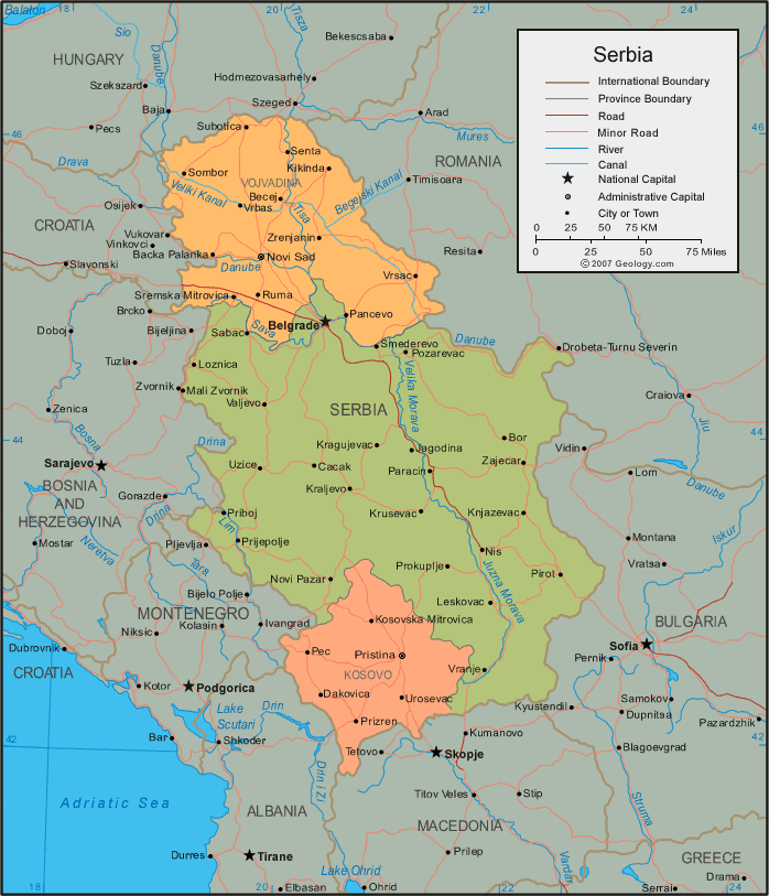 carte du serbie