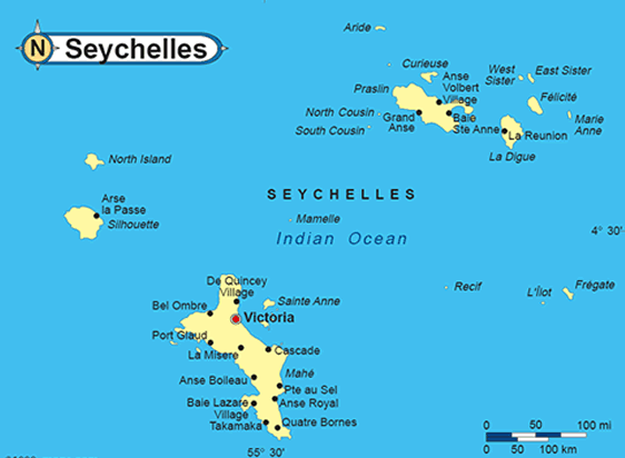 Seychelles Victoria carte indien Ocean