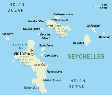 Seychelles indien Ocean carte